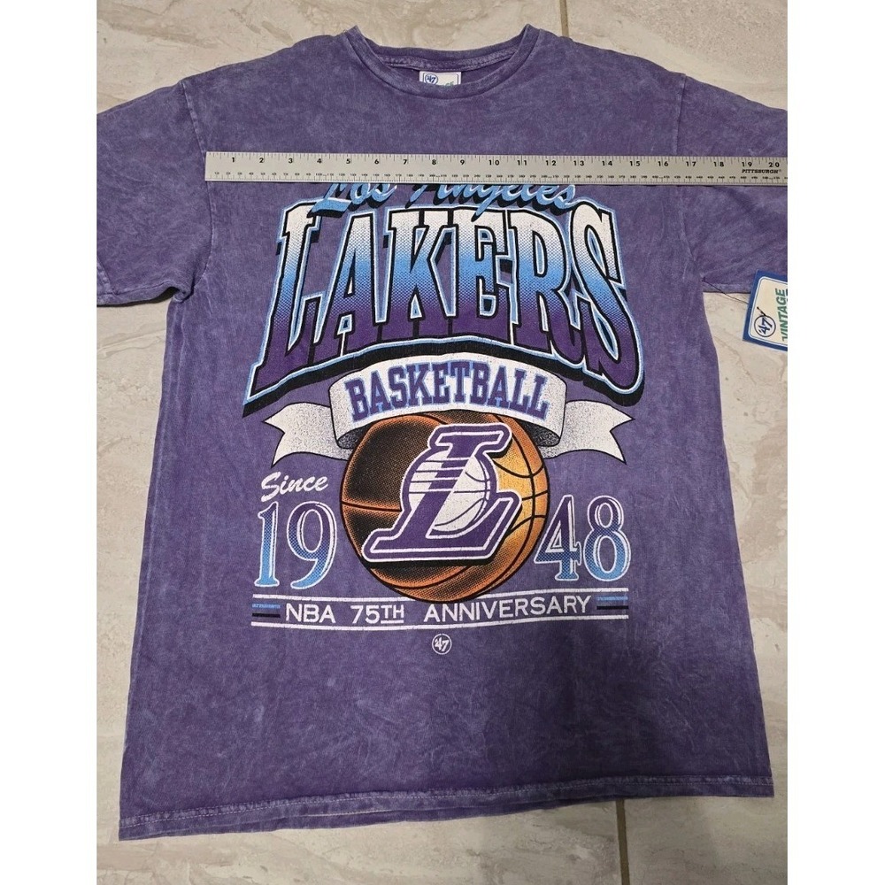 47 Brand Vintage Tubular Los Angeles Lakers T-Shirt Mens LargePurple NWT NBA - Picture 8 of 8